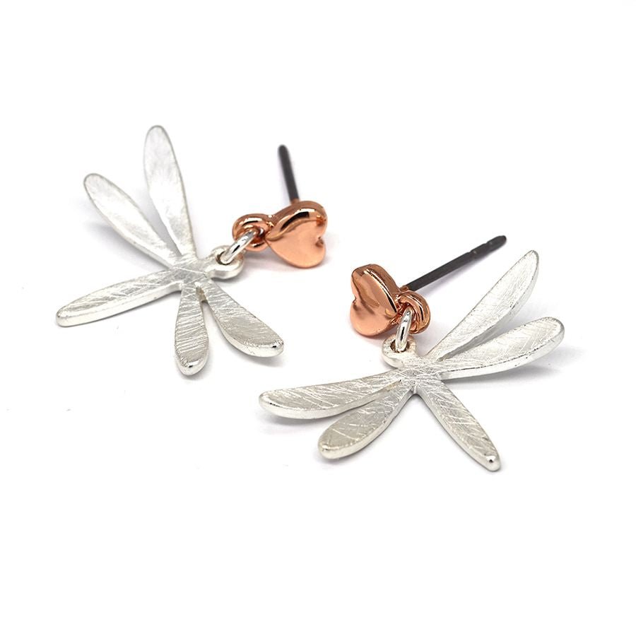 Rose Gold & Silver Plated Dragonfly Earrings - Lulu Loves Home - Jewellery