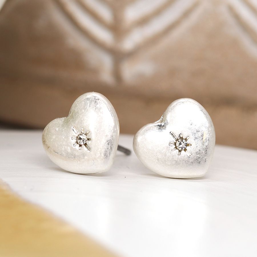 Silver Plated Heart And Crystal Earrings - Lulu Loves Home - Jewellery