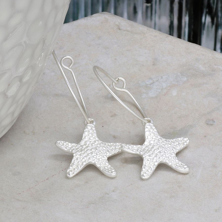 Silver Plated Irregular Dotty Starfish Hoop Earrings - Lulu Loves Home - Jewellery
