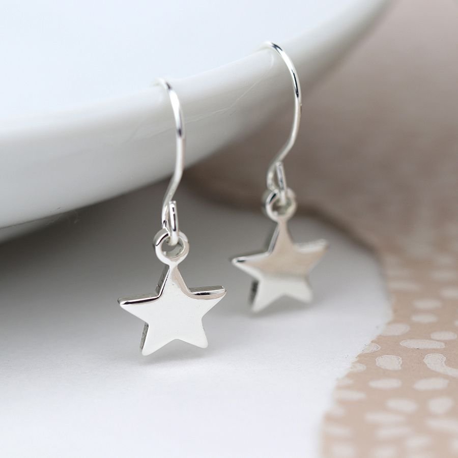 Silver Plated Star Drop Earrings - Lulu Loves Home - Jewellery