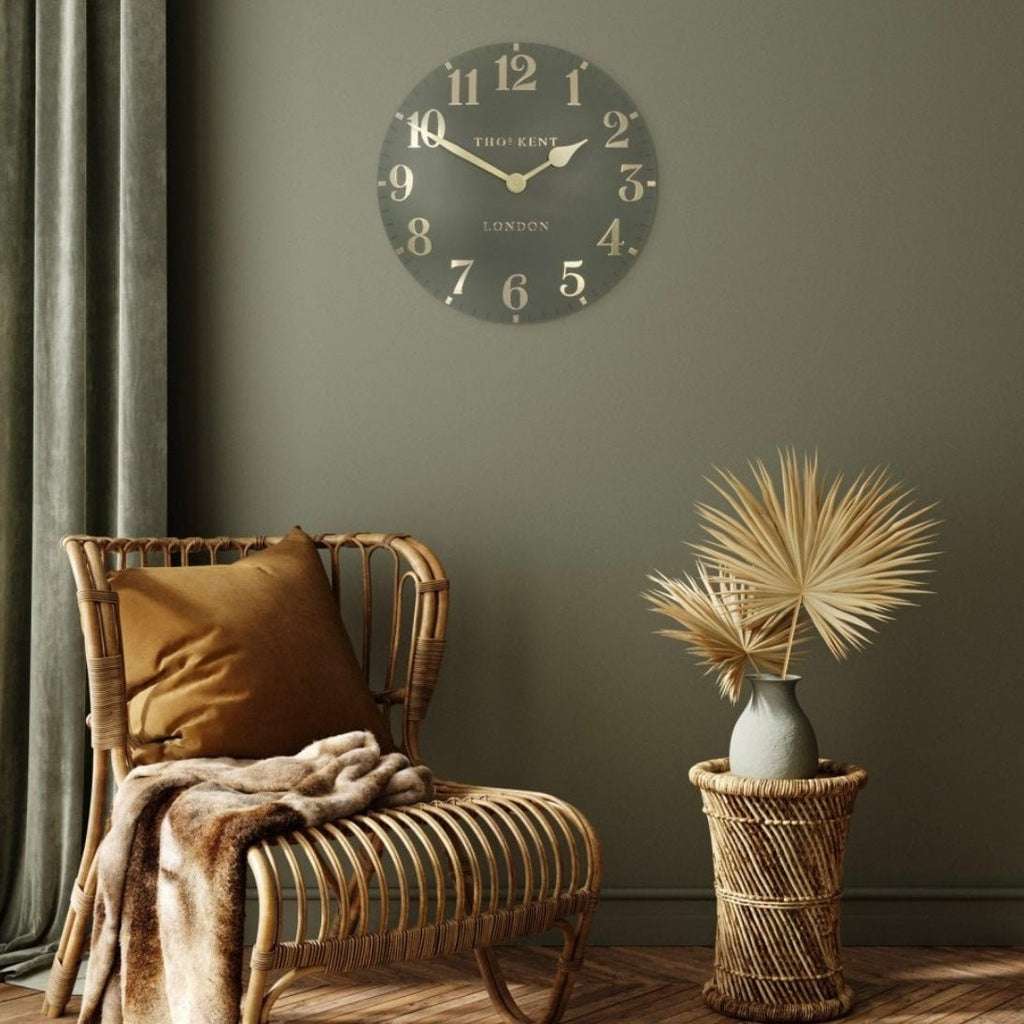Thomas Kent 20” Arabic Wall Clock Lichen Green - Lulu Loves Home - Clocks