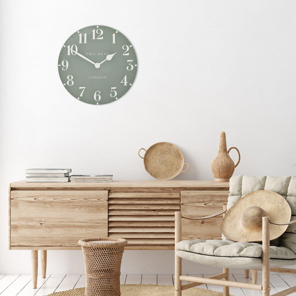 Thomas Kent 20” Arabic Wall Clock Seagrass Green - Lulu Loves Home - Clocks