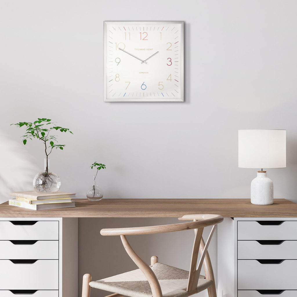 Thomas Kent 20'' Editor Wall Clock Silver Sterling - Lulu Loves Home - Clocks