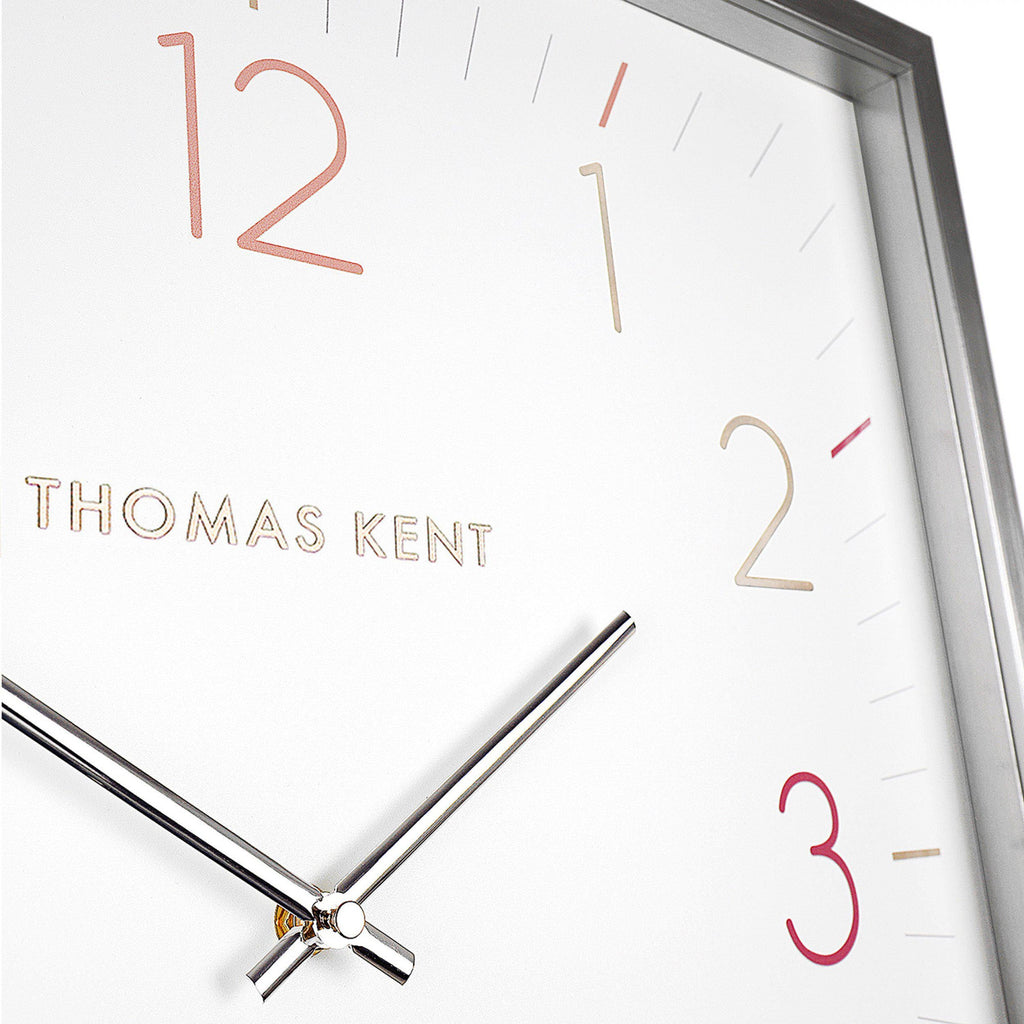 Thomas Kent 20'' Editor Wall Clock Silver Sterling - Lulu Loves Home - Clocks