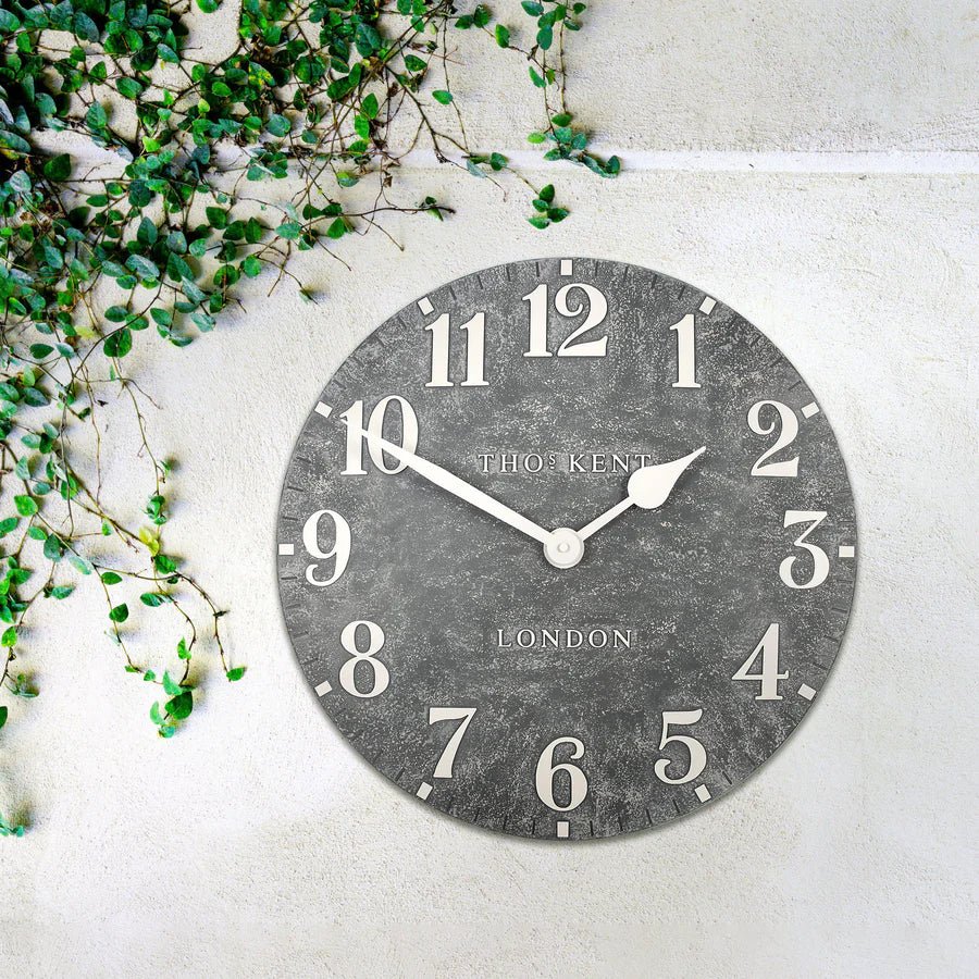 Thomas Kent 20” Outdoor Arabic Wall Clock Cement Grey - Lulu Loves Home - Clocks