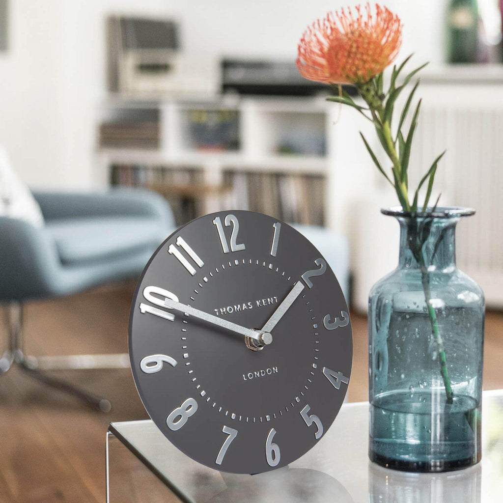 Thomas Kent 6" Mulberry Mantle Clock Colour Graphite Silver - Lulu Loves Home - Clocks