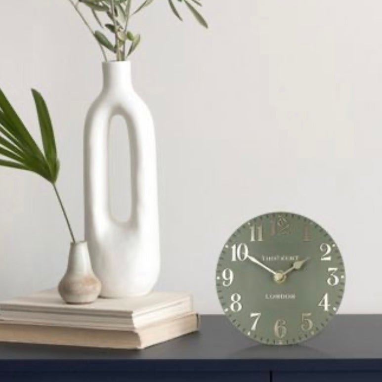 Thomas Kent 6" Arabic Mantle Clock Colour Lichen Green - Lulu Loves Home - Clocks