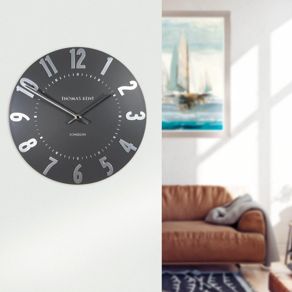 Thomas Kent 12” Mulberry Wall Clock Graphite Silver - Lulu Loves Home - Clocks