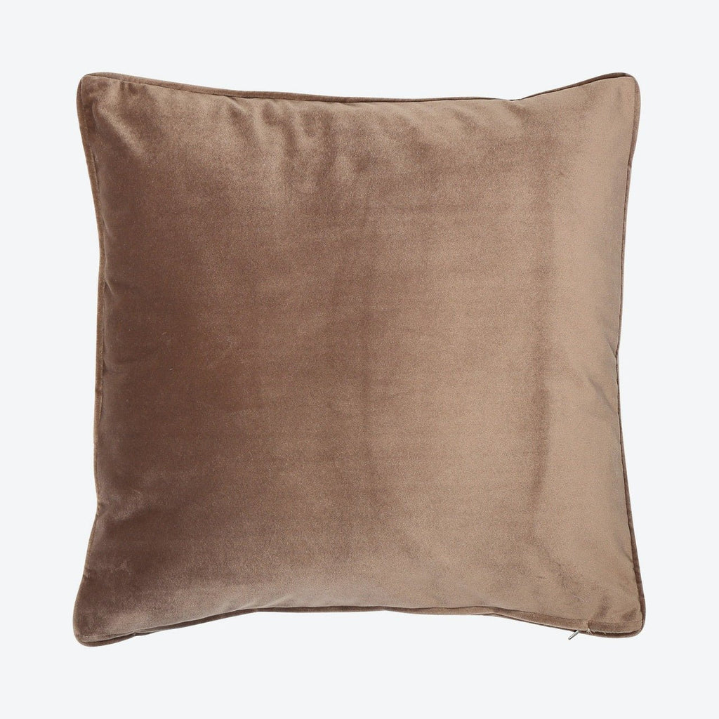 Velvet Piped Truffle Brown Cushion - Lulu Loves Home - Soft Furnishings