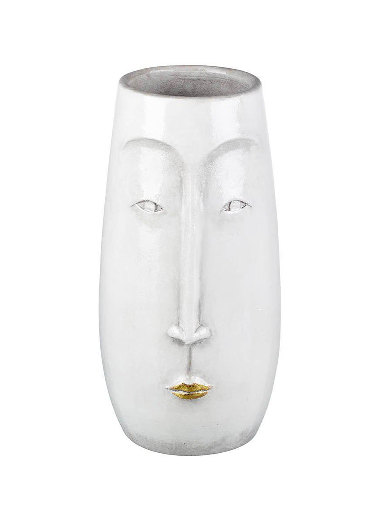 White & Gold Lippy Ceramic Vase - Lulu Loves Home - Vases